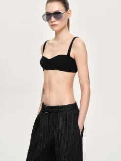 Women Source Unknown Knitwear-Rib Knit Bra, Black