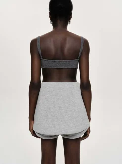 Women Source Unknown Knitwear-Rib Knit Bra, Charcoal