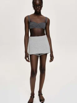 Women Source Unknown Knitwear-Rib Knit Bra, Charcoal