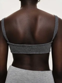 Women Source Unknown Knitwear-Rib Knit Bra, Charcoal