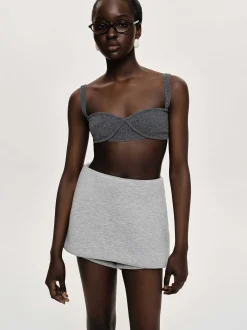 Women Source Unknown Clothing-Rib Knit Bra, Charcoal