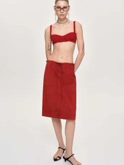Women Source Unknown Clothing-Rib Knit Bra, Red