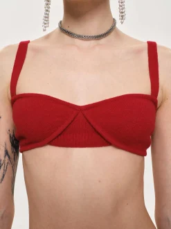 Women Source Unknown Clothing-Rib Knit Bra, Red