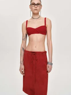 Women Source Unknown Knitwear-Rib Knit Bra, Red