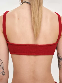 Women Source Unknown Knitwear-Rib Knit Bra, Red