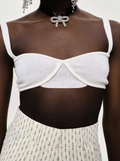 Women Source Unknown Tops-Rib Knit Bra, White