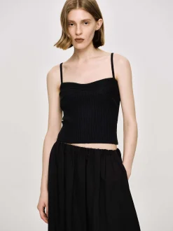 Women Source Unknown Clothing-Rib Knit Camisole, Black