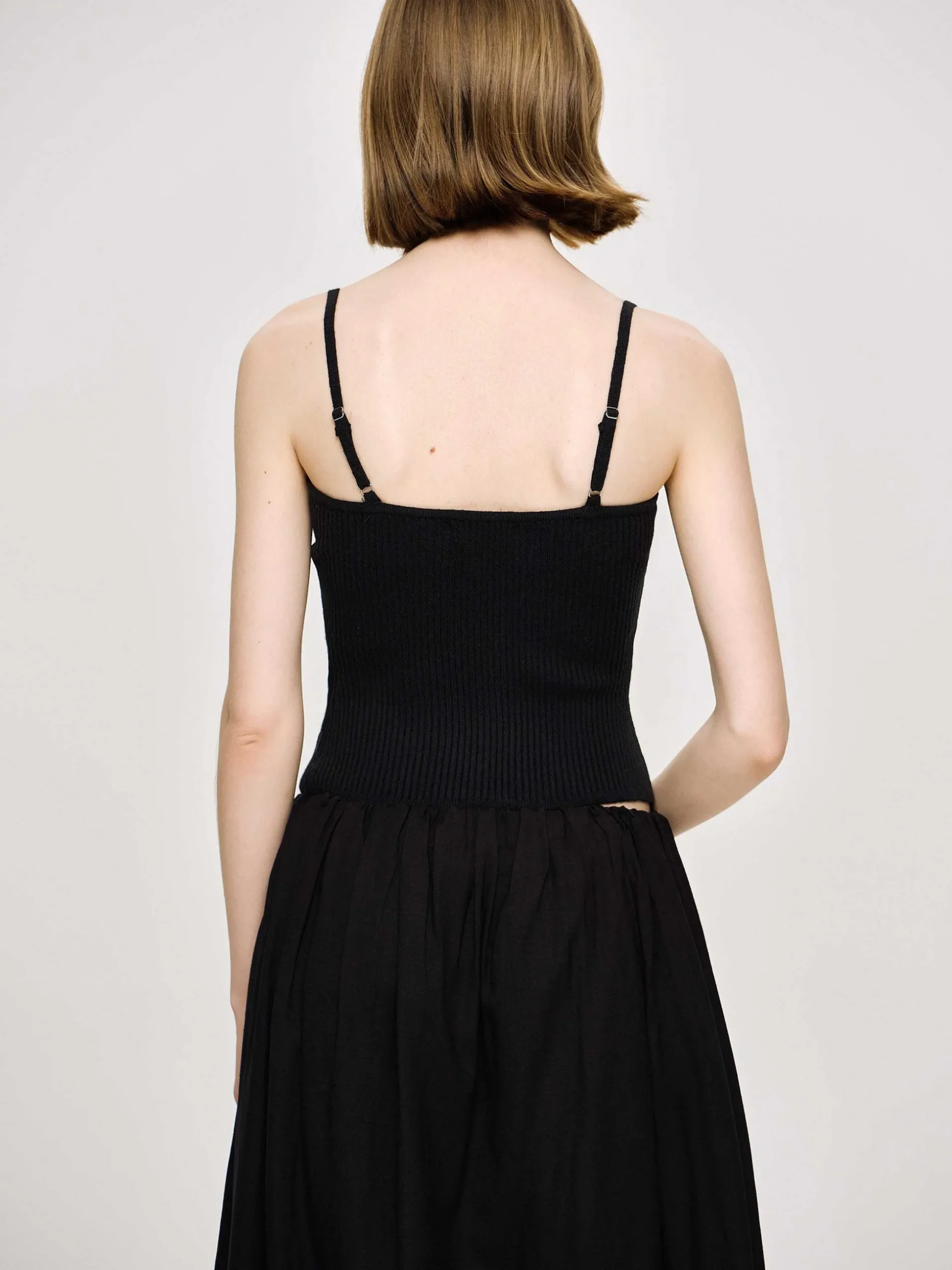 Women Source Unknown Clothing-Rib Knit Camisole, Black