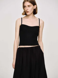 Women Source Unknown Knitwear-Rib Knit Camisole, Black