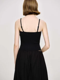 Women Source Unknown Knitwear-Rib Knit Camisole, Black