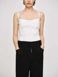 Women Source Unknown Knitwear-Rib Knit Camisole, White