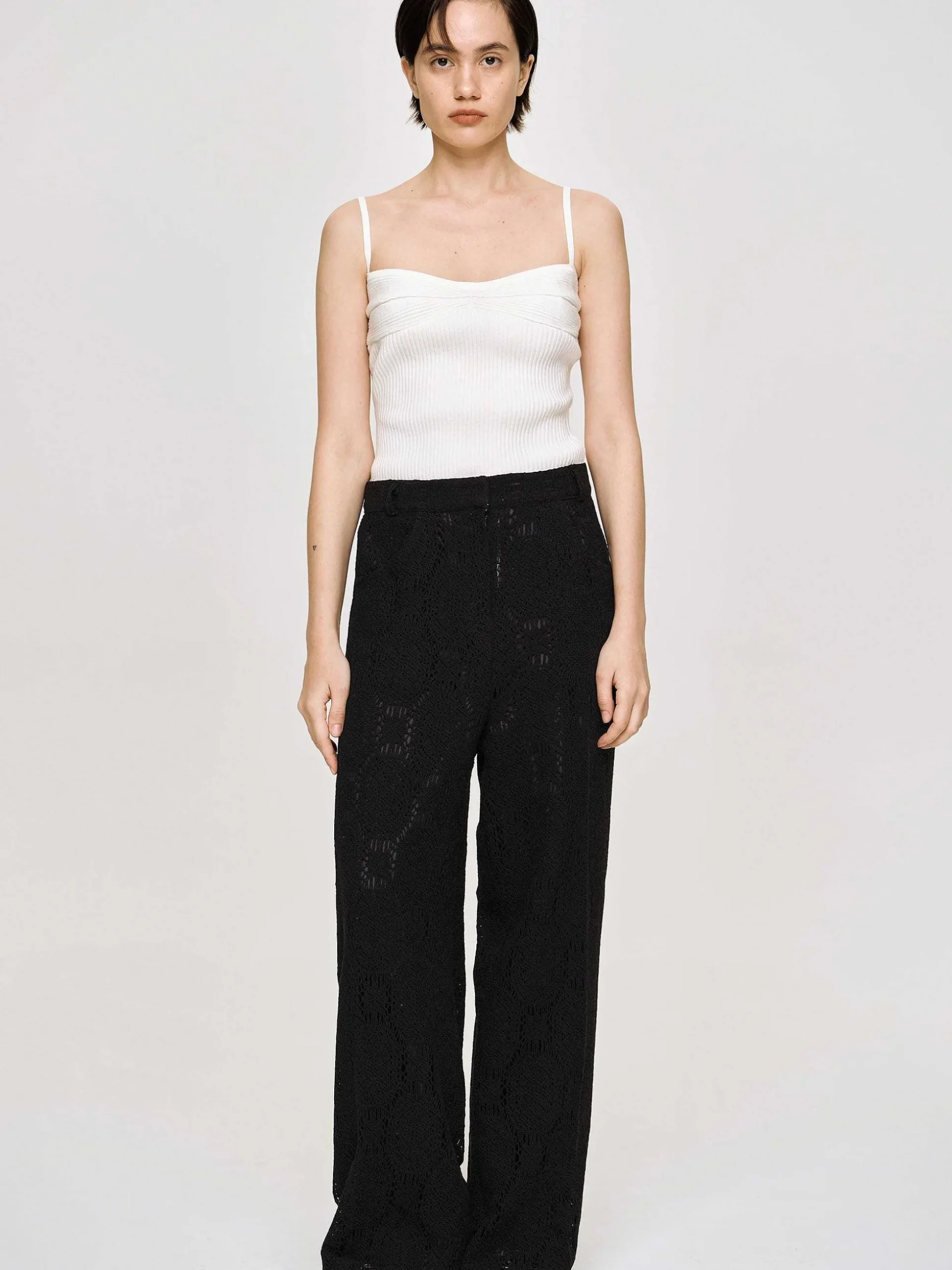 Women Source Unknown Clothing-Rib Knit Camisole, White