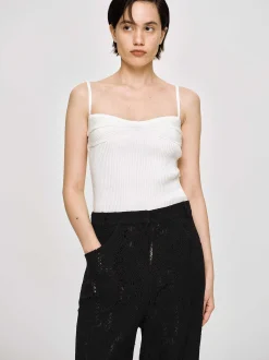 Women Source Unknown Clothing-Rib Knit Camisole, White