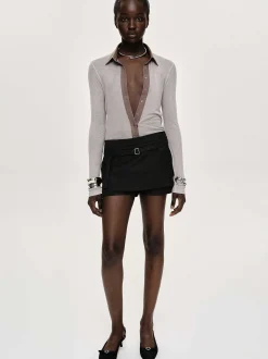 Women Source Unknown Bottoms-Rioni Belted Mini Skort, Black Bean