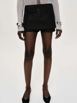 Women Source Unknown Bottoms-Rioni Belted Mini Skort, Black Bean