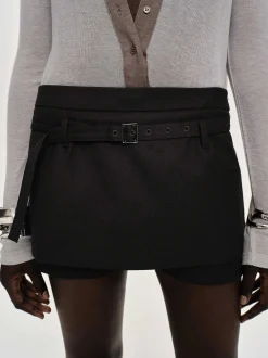 Women Source Unknown Bottoms-Rioni Belted Mini Skort, Black Bean