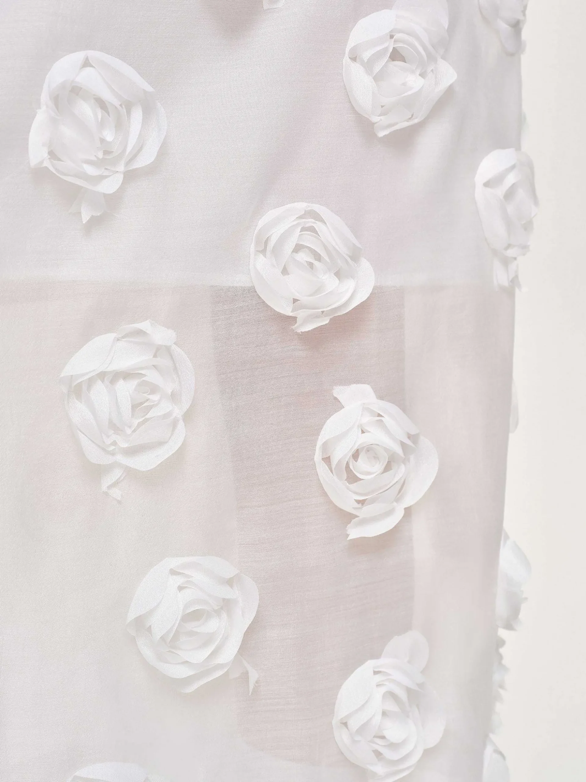 Women Source Unknown Bottoms-Rose Applique Midi Skirt, White