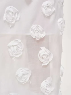 Women Source Unknown Clothing-Rose Applique Midi Skirt, White