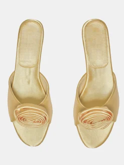 Women Source Unknown Shoes & Bags-Rose Applique Satin Mules, Buttermilk