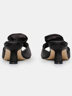 Women Source Unknown Shoes & Bags-Rose Applique Satin Mules, Black