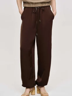 Women Source Unknown Bottoms-Satin Jogger Pants, Merlot Red