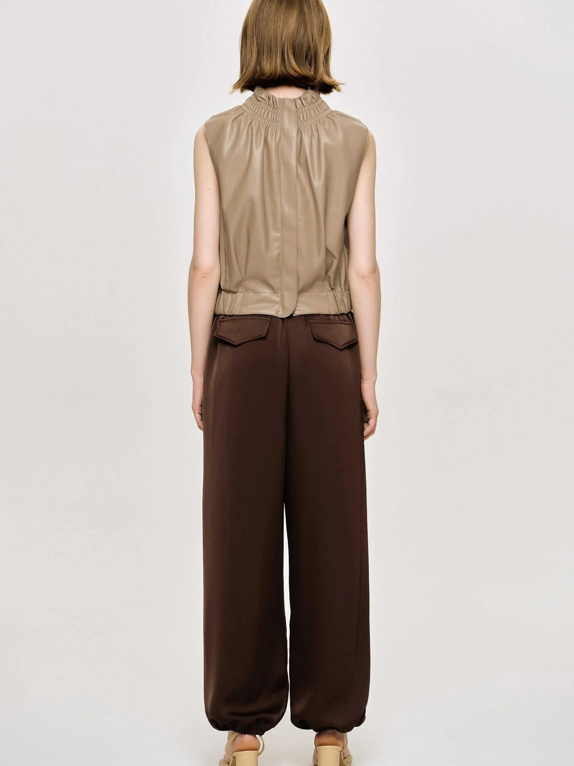 Women Source Unknown Bottoms-Satin Jogger Pants, Merlot Red