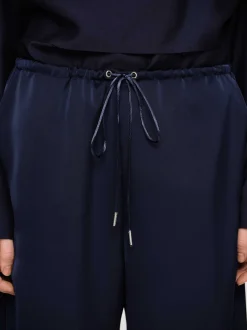 Women Source Unknown Bottoms-Satin Jogger Pants, Navy