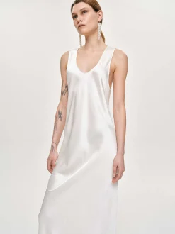 Women Source Unknown Accessories-Satin Maxi Dress, Pearl