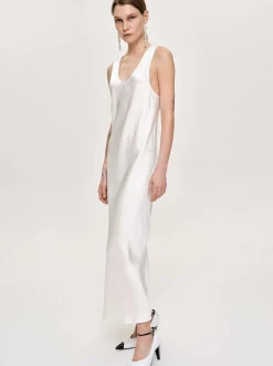 Women Source Unknown Accessories-Satin Maxi Dress, Pearl