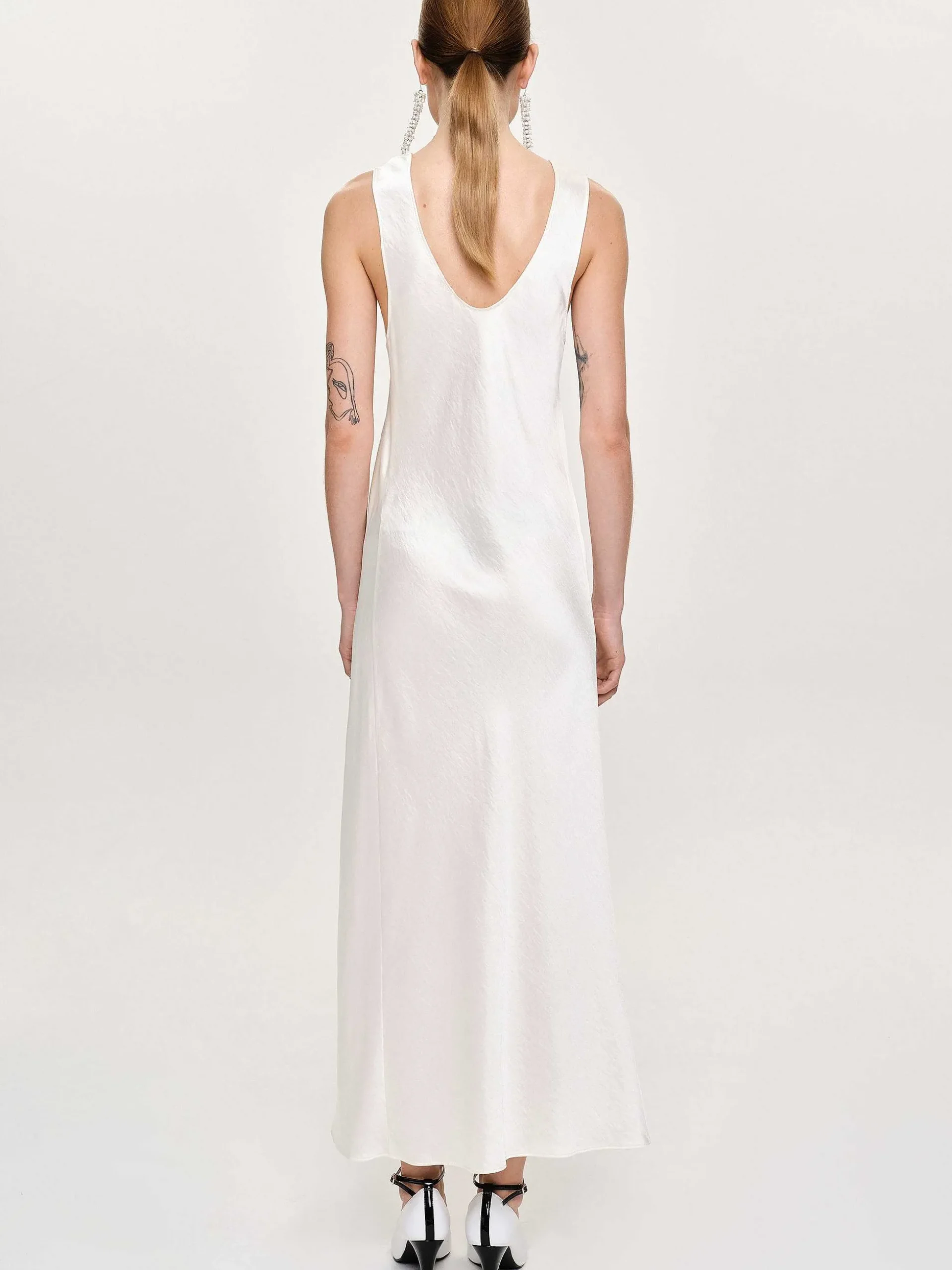 Women Source Unknown Accessories-Satin Maxi Dress, Pearl