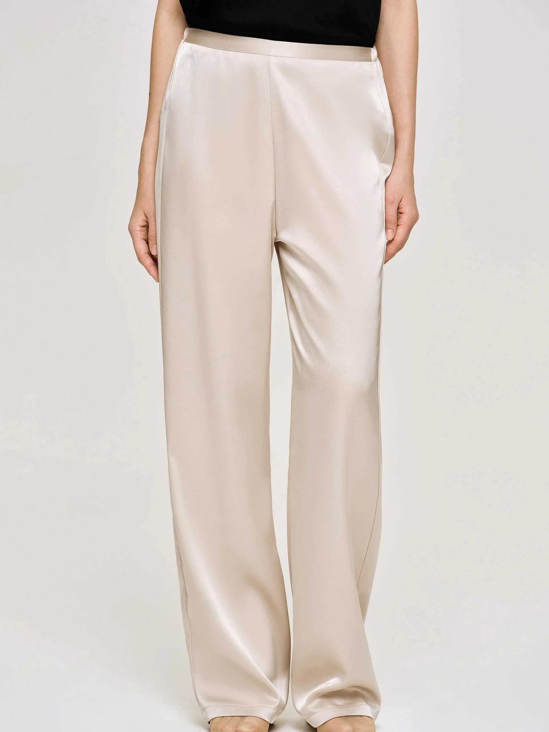 Women Source Unknown Accessories-Satin-Crepe Pants, Champagne