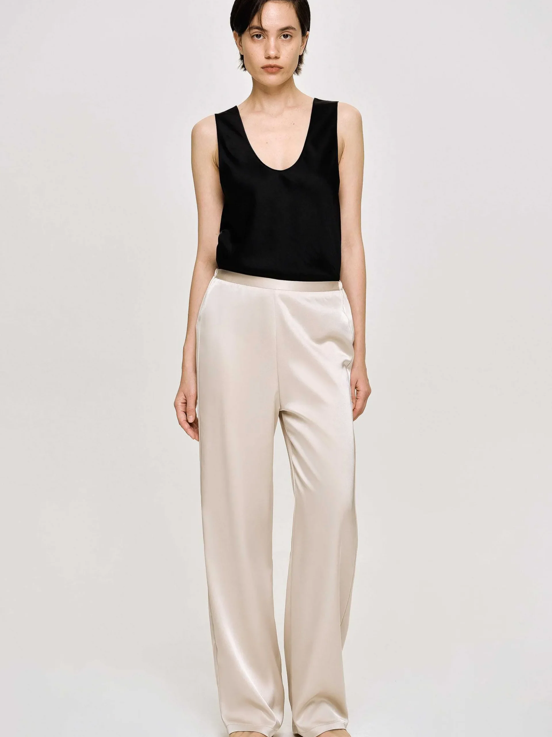Women Source Unknown Accessories-Satin-Crepe Pants, Champagne