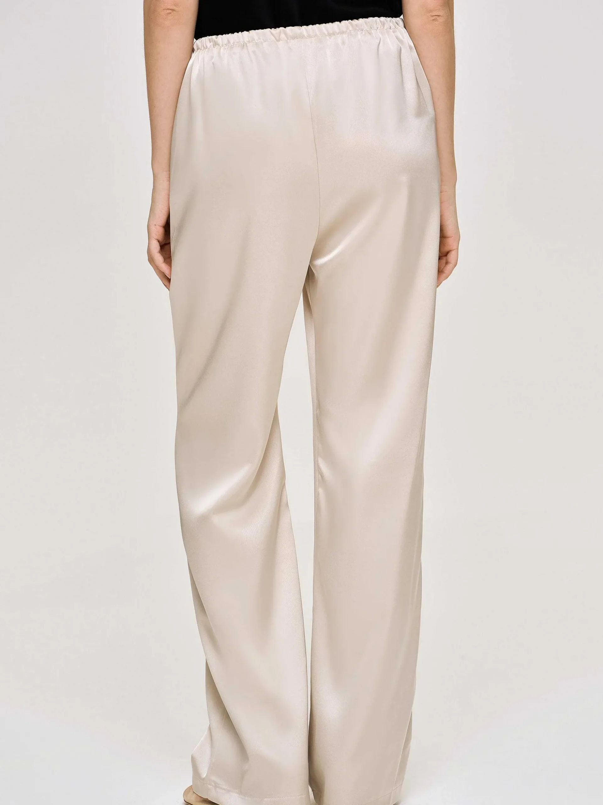 Women Source Unknown Accessories-Satin-Crepe Pants, Champagne