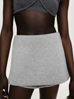 Women Source Unknown Clothing-Segura Sweat Mini Skorts, Gainsboro Melange
