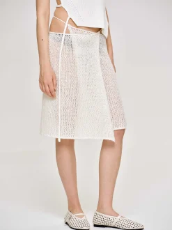 Women Source Unknown Bottoms-Semi-Sheer Knit Skirt, Birch
