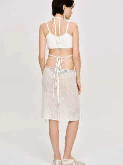 Women Source Unknown Bottoms-Semi-Sheer Knit Skirt, Birch