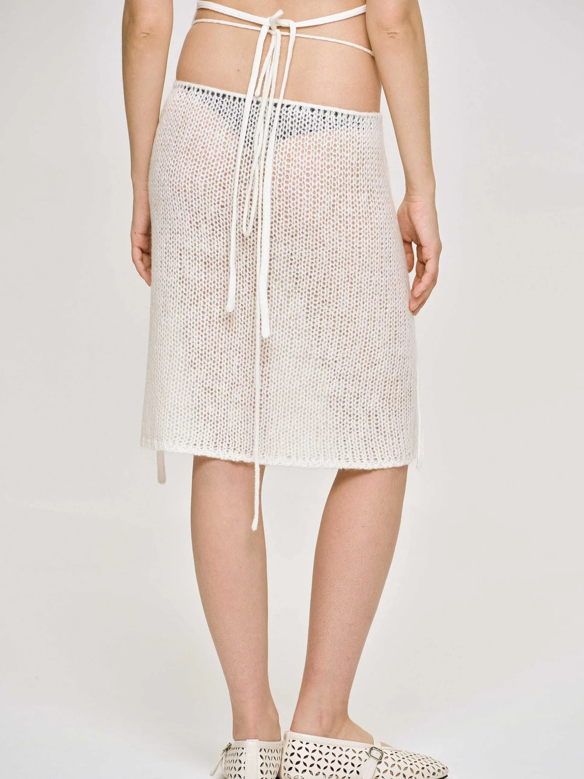 Women Source Unknown Clothing-Semi-Sheer Knit Skirt, Birch