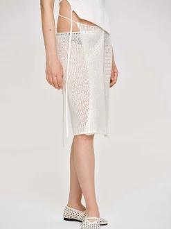 Women Source Unknown Knitwear-Semi-Sheer Knit Skirt, Birch