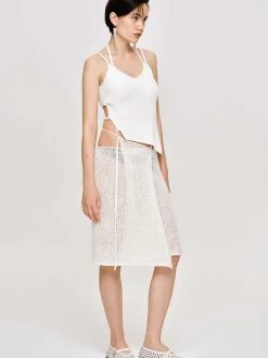 Women Source Unknown Knitwear-Semi-Sheer Knit Skirt, Birch