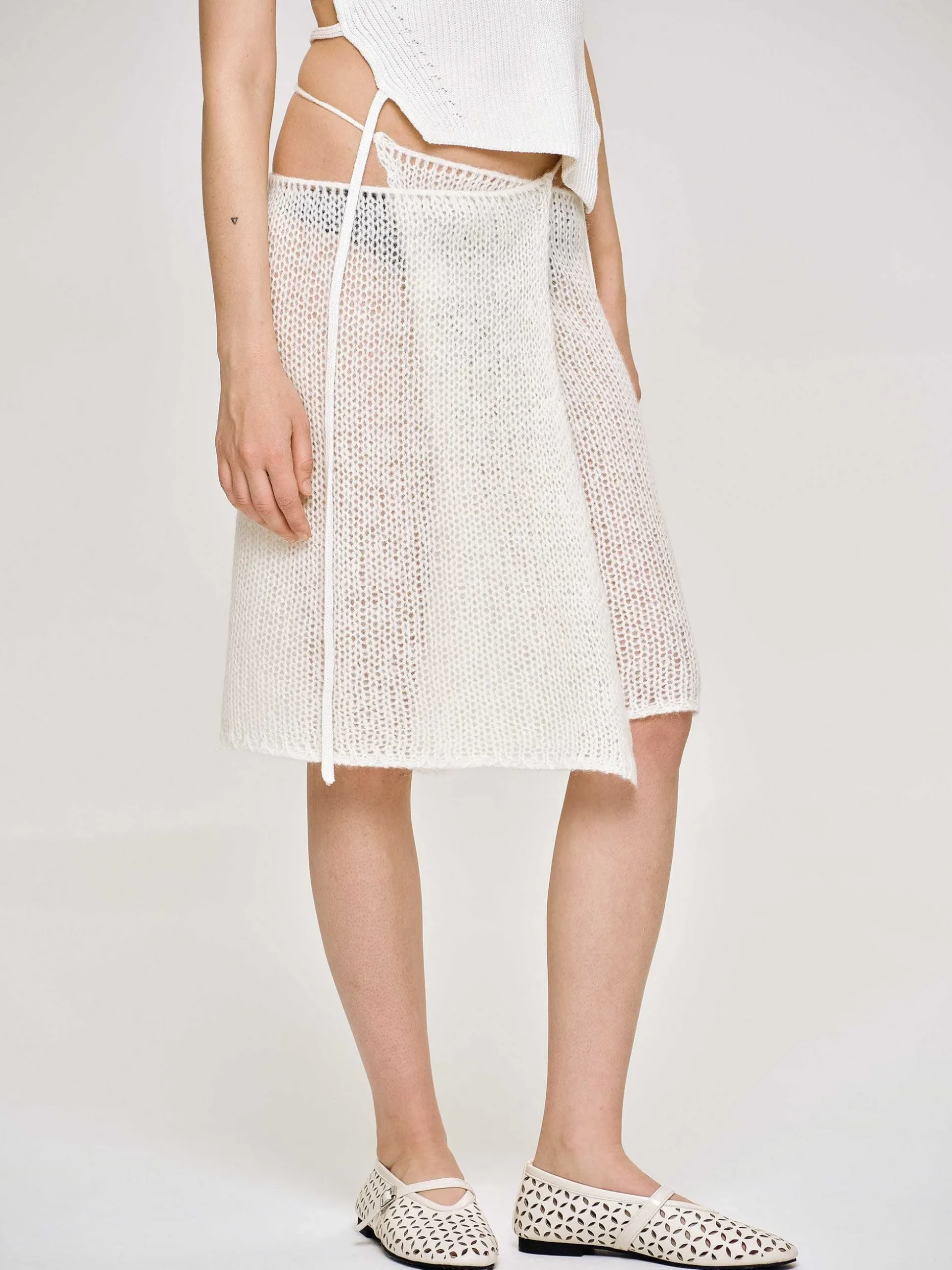 Women Source Unknown Knitwear-Semi-Sheer Knit Skirt, Birch