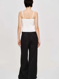 Women Source Unknown Bottoms-Sevilla Crochet Wide Trousers, Black