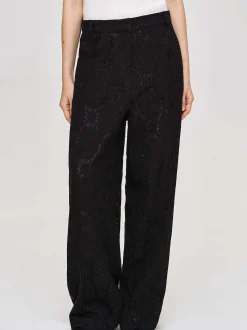 Women Source Unknown Clothing-Sevilla Crochet Wide Trousers, Black