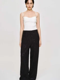 Women Source Unknown Clothing-Sevilla Crochet Wide Trousers, Black