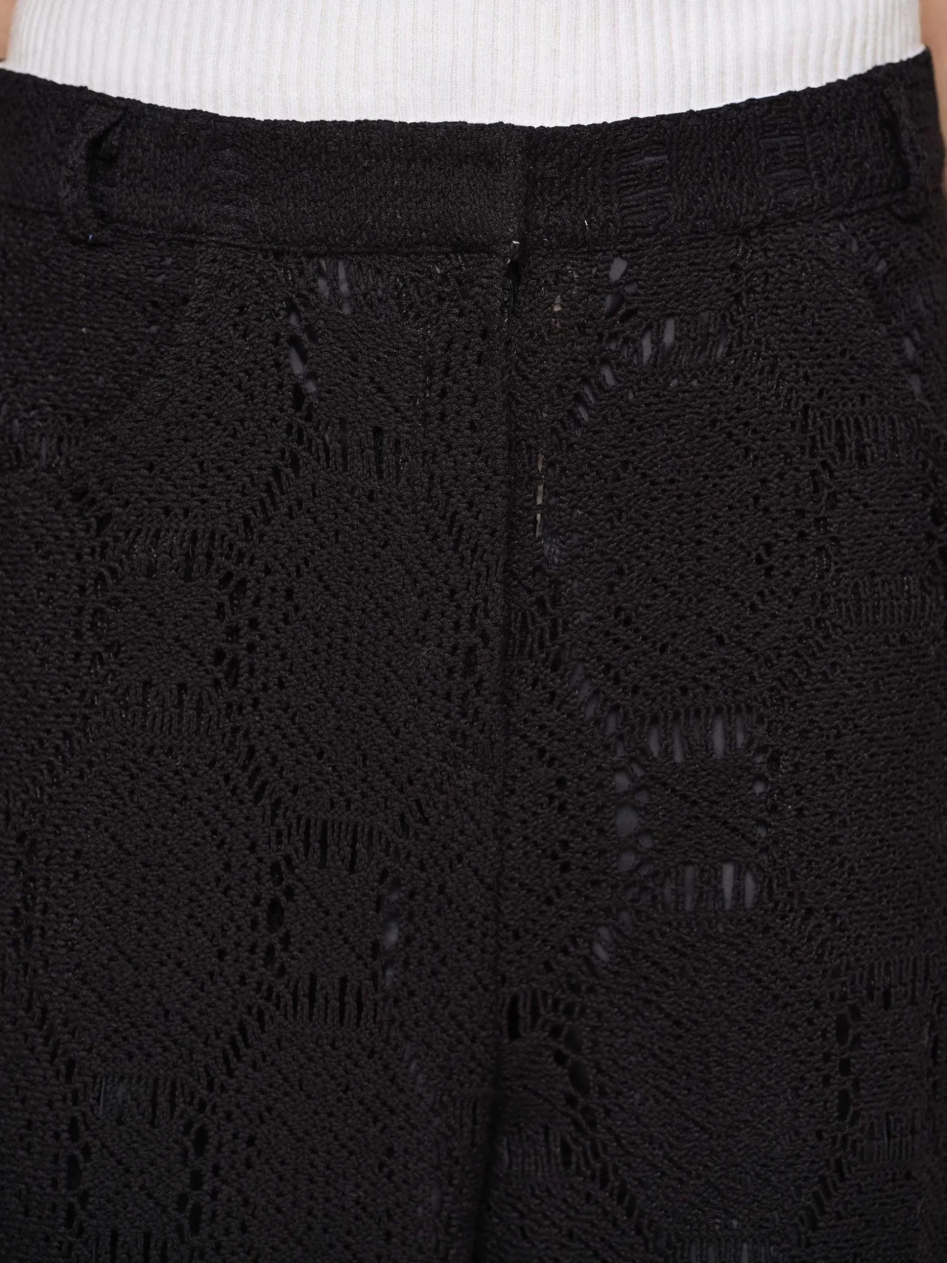 Women Source Unknown Clothing-Sevilla Crochet Wide Trousers, Black