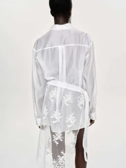 Women Source Unknown Accessories-Sheer Button-Down Shirt, White