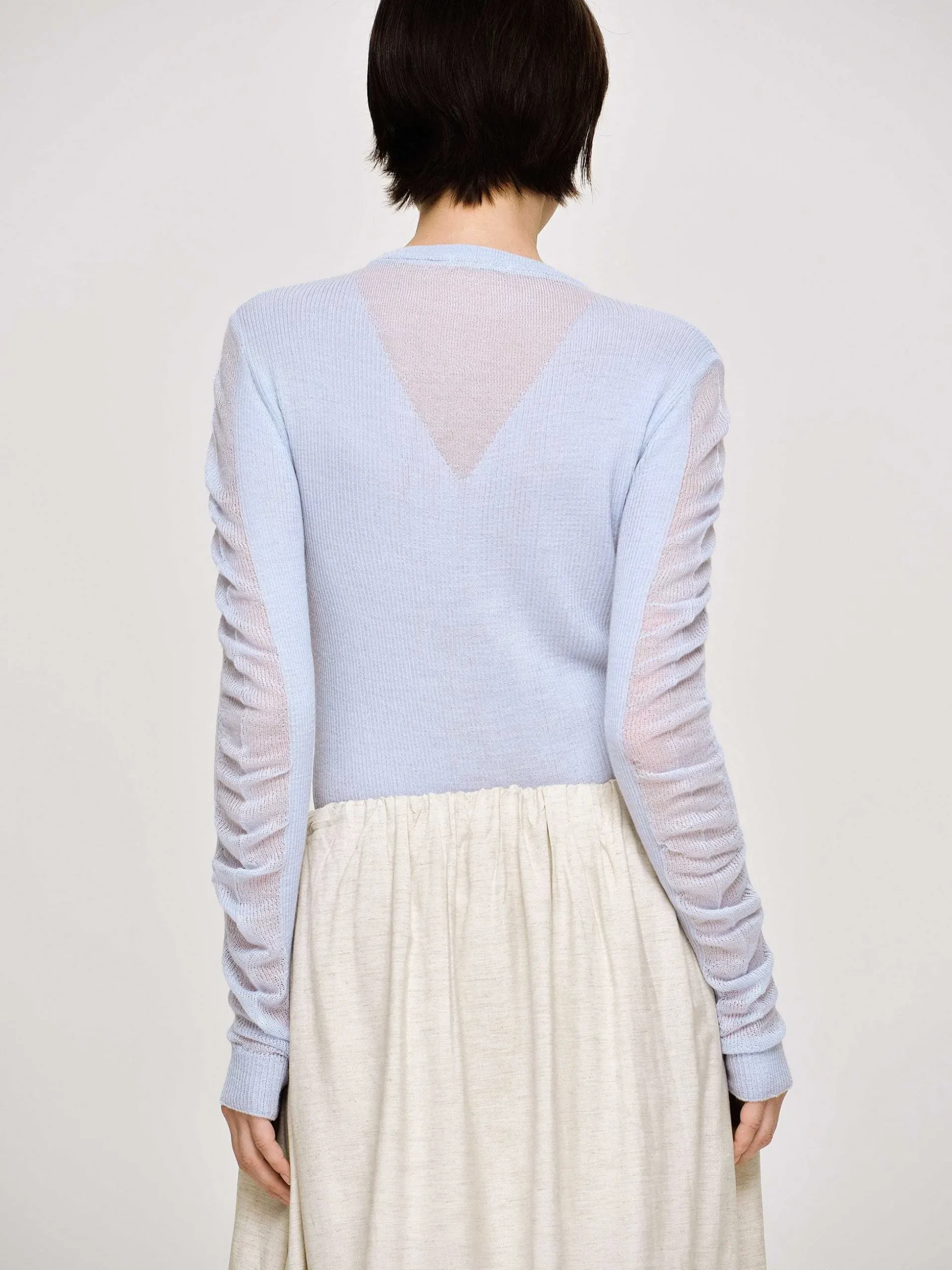 Women Source Unknown Knitwear-Sheer Sleeve Knit, Sky Blue
