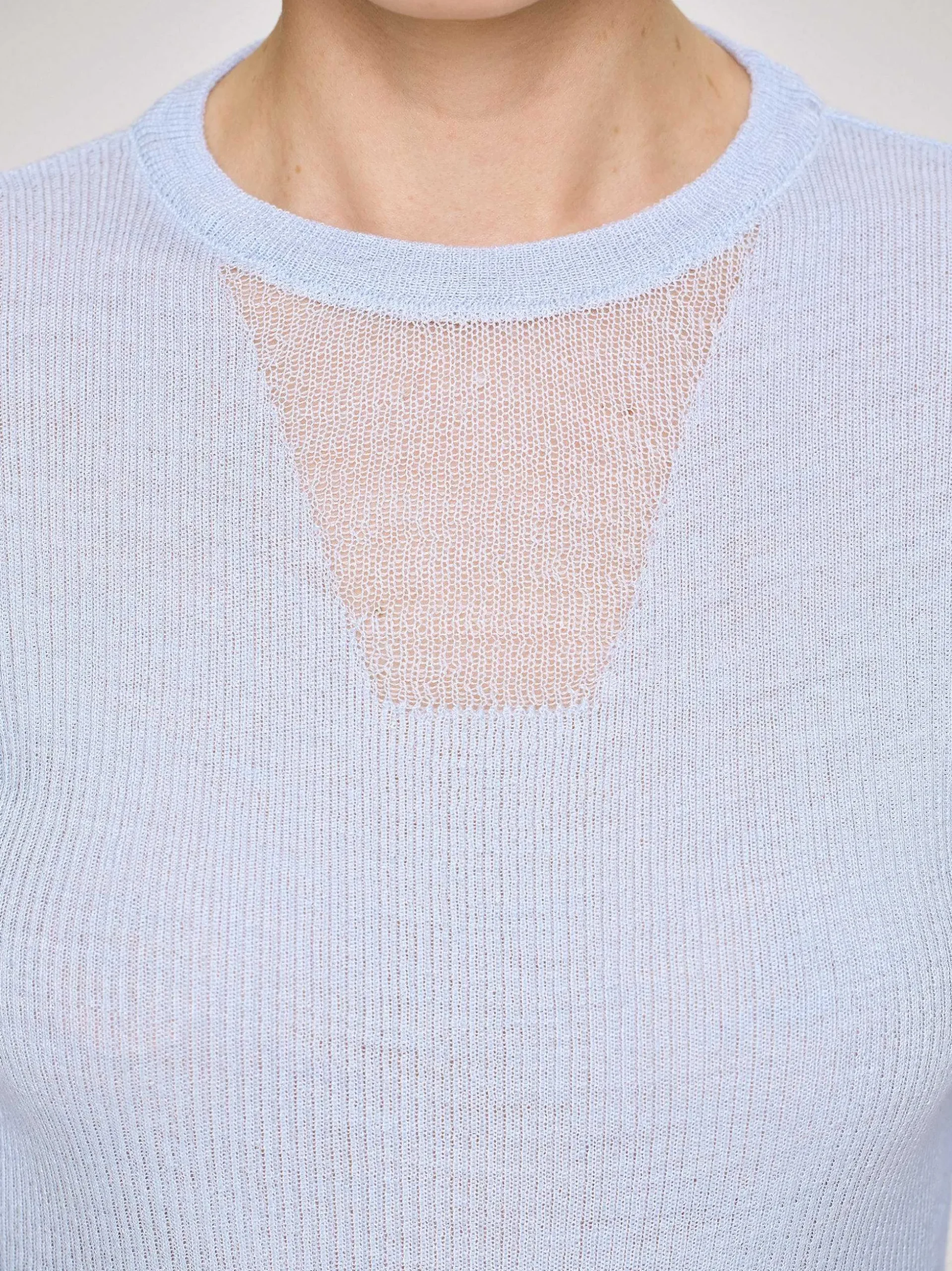 Women Source Unknown Clothing-Sheer Sleeve Knit, Sky Blue