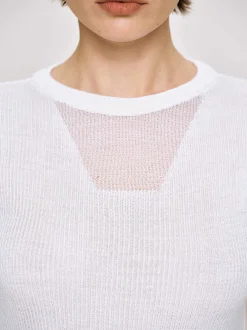 Women Source Unknown Knitwear-Sheer Sleeve Knit, White