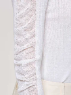 Women Source Unknown Clothing-Sheer Sleeve Knit, White