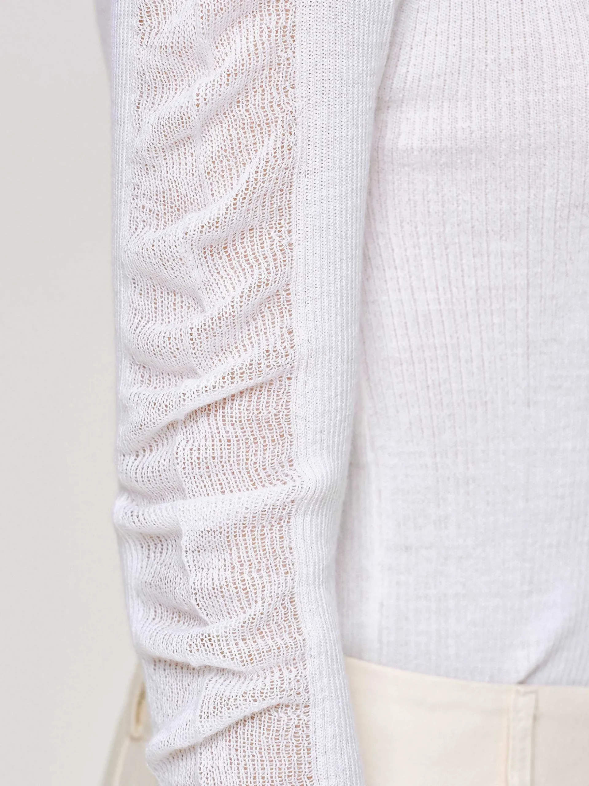 Women Source Unknown Clothing-Sheer Sleeve Knit, White